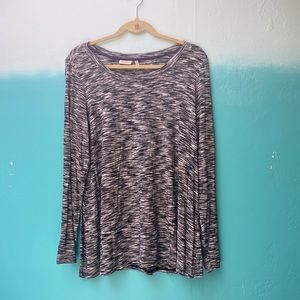 LOGO marled white and black long sleeve shirt